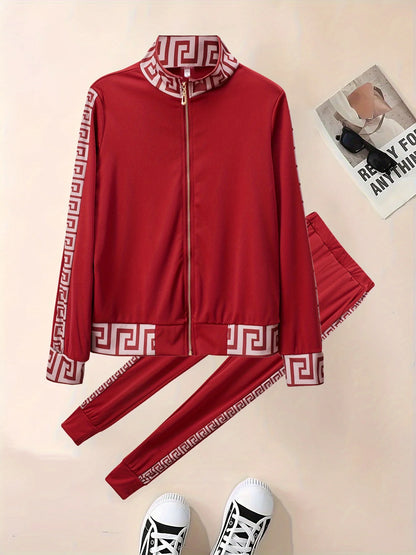 2025 Europe And The United States New Style Leisure Printing Stitching Two-piece Suit