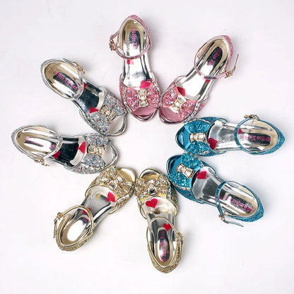 Summer New Girls High Heel Sandals Children's Princess Shoes Big Girls Performing Shoes Kids Open Toe Gladiator Sandals CSH822