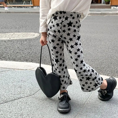 Girls' Flared Wide Leg Pants Spring Autumn Kids' Stylish Outerwear Trendy Children's Clothing
