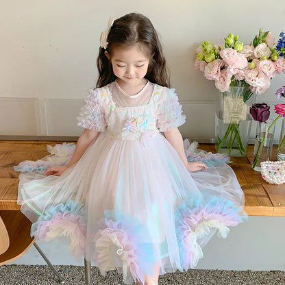 Mermaid Princess Dress New Girls' Western Style Fashion Pettiskirt Summer Children'S Dress