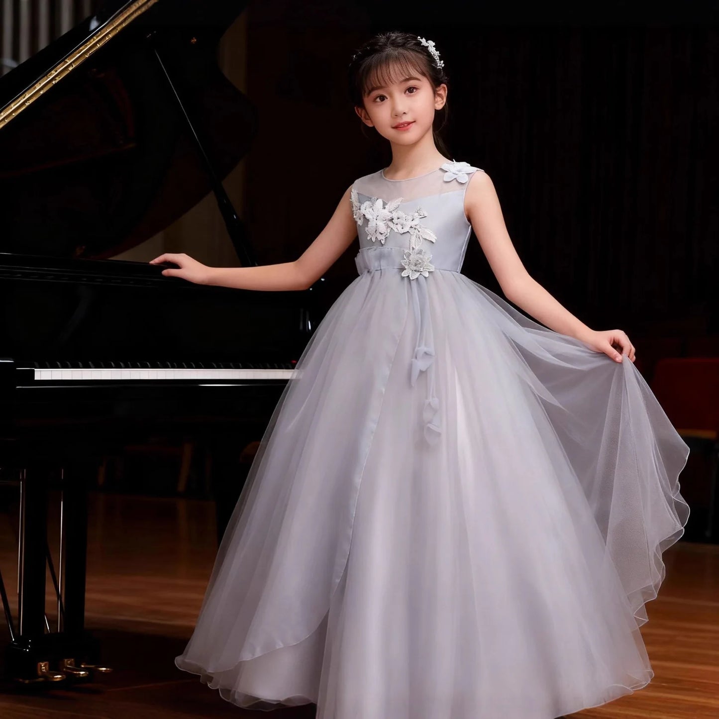 4-15 Year Teens Party Prom Dress Wedding Flower Girl Dress Kids Girls Elegant Princess Sleeveless Pageant Formal Long Dress