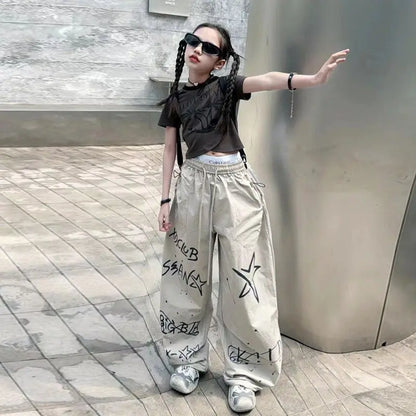 Girls' Summer Utility Pants 2026 Trendy Casual Long Pants Kids' Fashion Work Pants