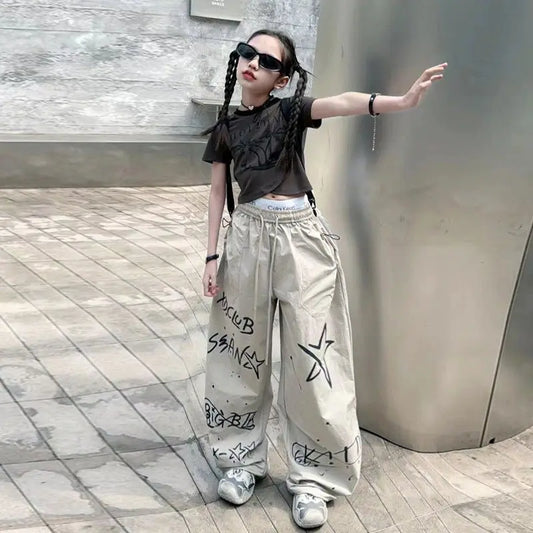 Girls' Summer Utility Pants 2026 Trendy Casual Long Pants Kids' Fashion Work Pants