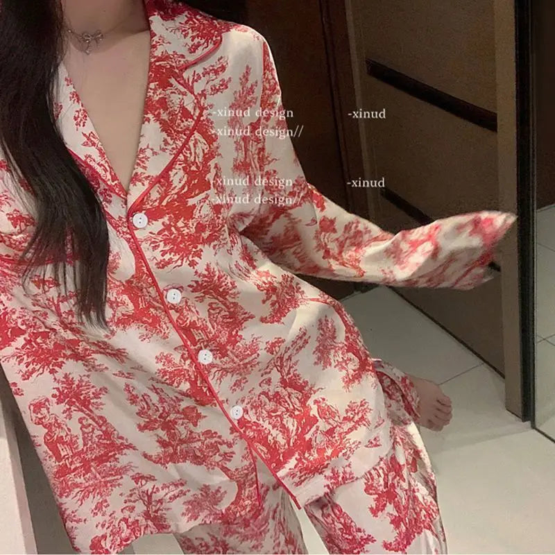 Long Sleeve Pajamas Women Woman Pajama Set Home Wear Set Big Size Women's Pajamas Sleepwear Pigma Winter Sleep Lounge Underwear
