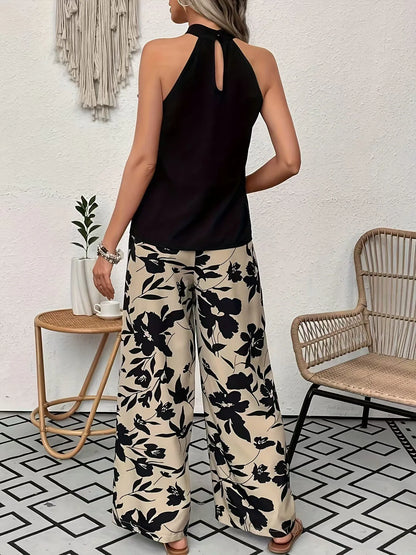 Women's 2026 Printed Wide Leg Pants Casual Elastic Waist Long Trousers Comfortable Fashion Plus Size Women's Clothing