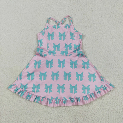 Best Selling Baby Girls Lavender Strap Colorful Skorts Shorts Yoga Sportswear Knee Length Dresses Toddler Kids Children Clothes