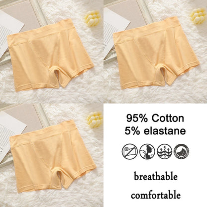 FINETOO 3Pcs Women Sexy Body Shaping Cotton Safety Boxer Shorts Skin Friendly Soft Cotton Fabric Panties Daily Wear Underwear