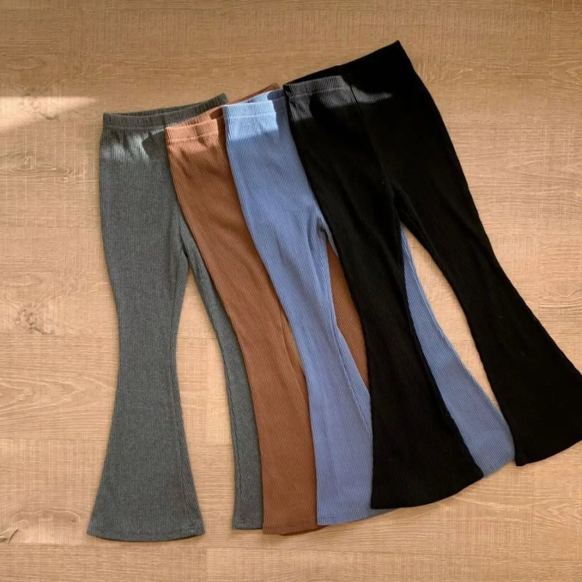 2026 Spring Summer Korean Slim Fit Girls' Flared Pants Stylish Long Pants for Toddler Girls Breathable Cotton Leggings