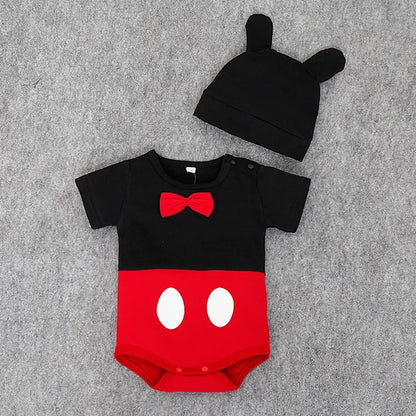 Summer Cotton Mickey Minnie Baby Rompers Cartoon 2pcs Jumpsuit Triangle Climbing Suit Skirt Two-piece Suit