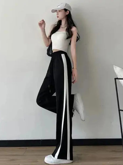 Ice Silk Wide Leg Pants Women Summer Thin High Waist Slimming Drapey Straight Casual Floor Length Trousers