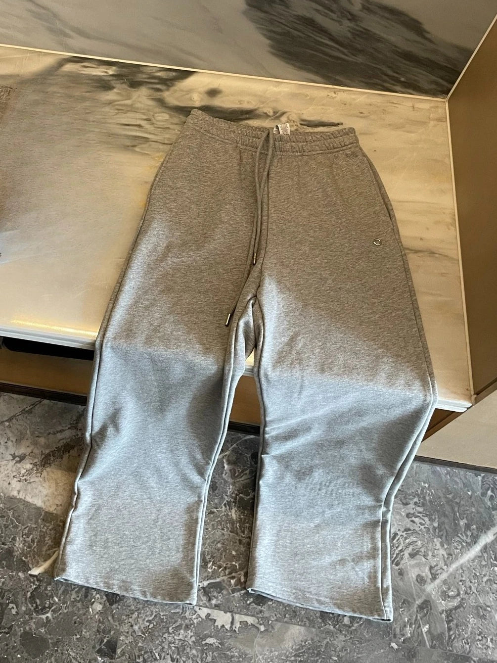 Women's Cotton Spring Sweatpants Loose Fit Casual Black Sports Straight Pants Full Length Elastic Waist Drawstring Trousers