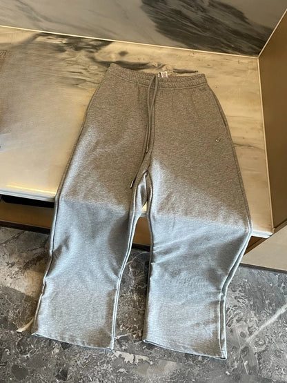 Women's Cotton Spring Sweatpants Loose Fit Casual Black Sports Straight Pants Full Length Elastic Waist Drawstring Trousers
