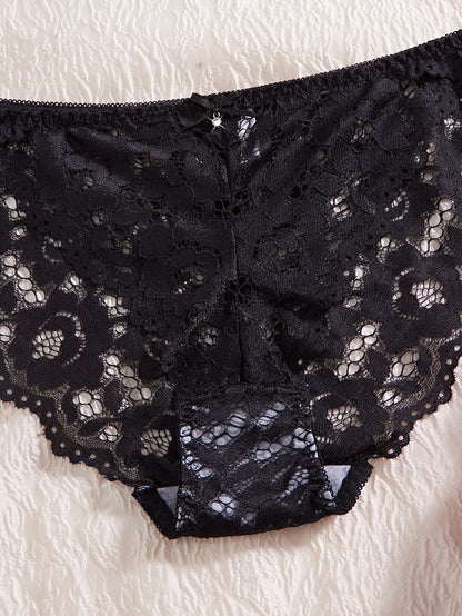 6-Piece Set Women's Underwear Set Sexy Patterned Lace Patchwork No Lining Comfortable Fitting Women's Push-Up Bra Sexy Lingerie