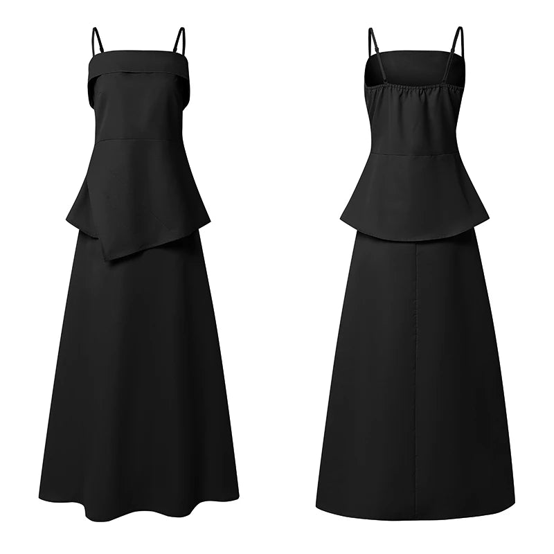 ZANZEA Women Elegant Skirt Suits Fashion Asymmetrical Hem Spaghetti Strap Top & A-Line Skirt 2 Pieces Sets Going-Out 2pcs Outfit