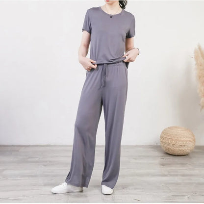 Summer Women's Modal Trousers Causal Loose straight long pants High waist Thin soft elastic Homewear pants full length Slacks