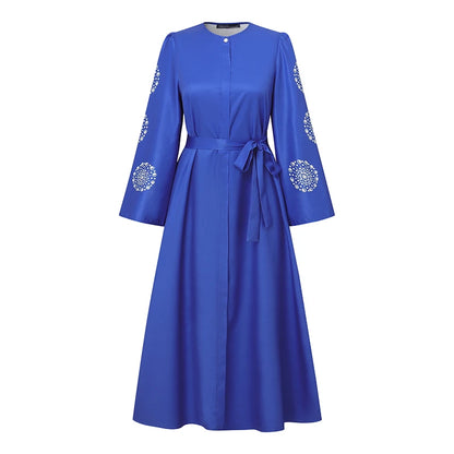ZANZEA Fashion Women Long Sleeve Muslim Abaya Dresses Floral Printed Dress IsIamic Robe Casual Kaftan Belted Vestidos Ramadan