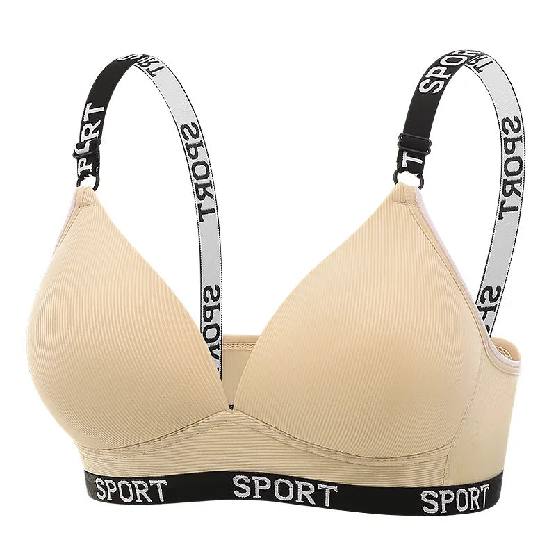 Cross Border Trade Underwear Women Thin Style Without Steel Rings Comfortable Folding Bra Shoulder Strap Sports Breathable Bra