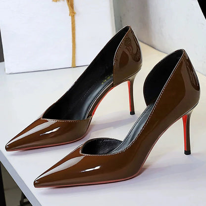 BIGTREE Shoes Women Pumps Patent Leather High Heels Sexy Party Shoes Stiletto Heels 7.5 cm Pointed Tip Ladies Shoes 4 Colors