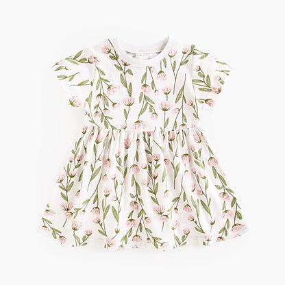 Sanlutoz Summer Fashion Kids Dress Floral Baby Girls Dress Clothing Cotton