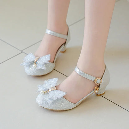 Hot Sale Beaded Kids Elegant Lightweight Banquet with Heeled Shoes Baby Girls Summer Princess Fashion Soft Sequined Sandals