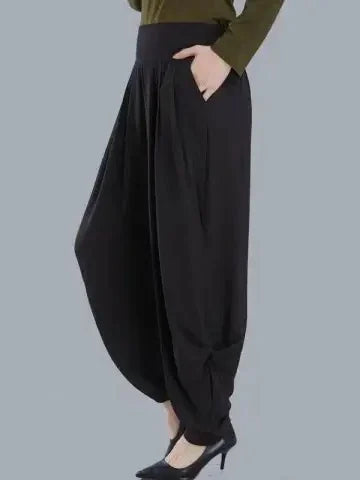 Summer New plus Size Lantern Pants Elastic Waist Casual Dance Mosquito Proof Long Trousers for plus Size Women High Waist Lon...