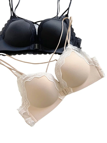 Victoria Style MOYISU Pink Leopard Wireless Bra Set, Front Hook Design, Push Up Bralette, Sexy Back Lingerie To Boost Small Bust