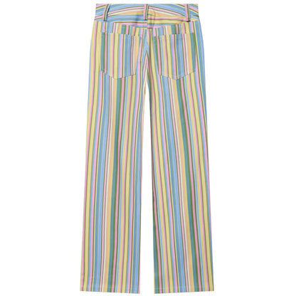 HXAO Rainbow Striped Jeans Women's Pants Spring 2026 Casual Straight Leg Mid-Waisted Trousers Fashion Streetwear Pants For Women
