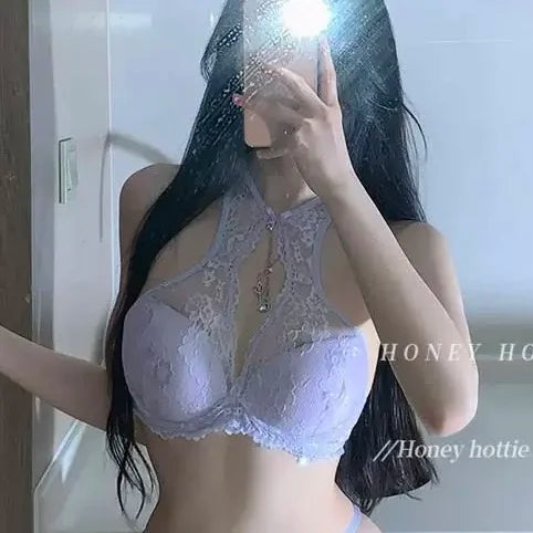 French Sexy Lace Lingerie Bra Set Sheer Push Up Underwire Gathering Pure Desire Erotic Babydoll Corset Or Women Sexy Panty Tushy