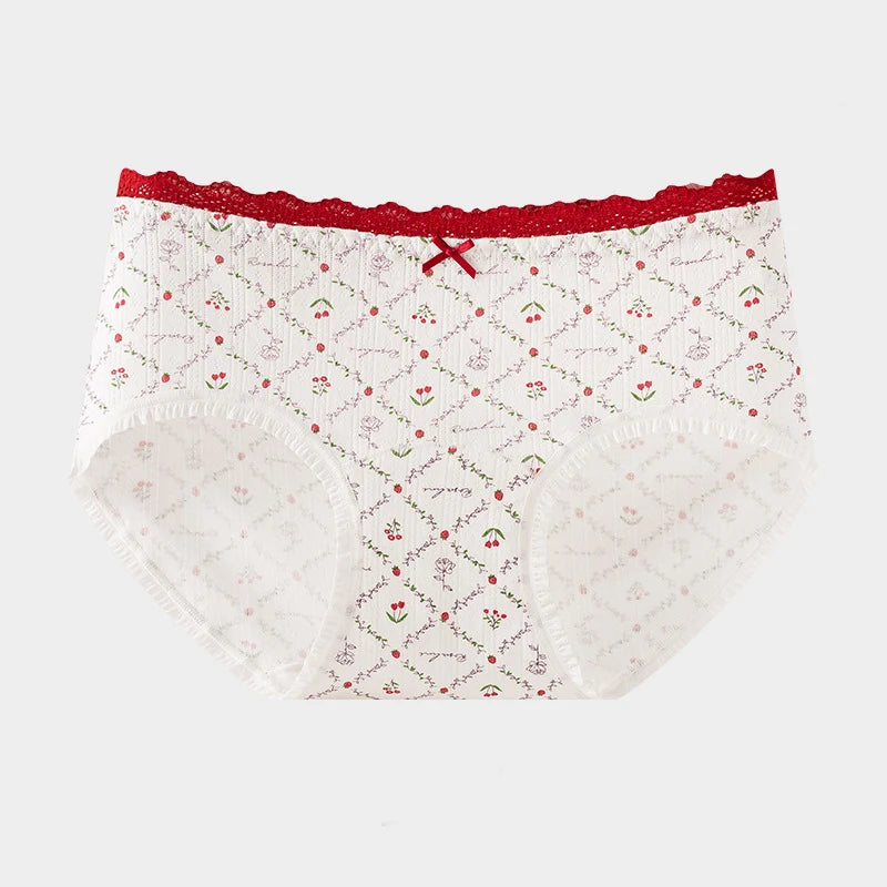 1pcs Cotton Panties Girl Lace Underwear Teenager Cute Bow Briefs Students Intimates Dot Print Underpant Female Comfort Lingeries