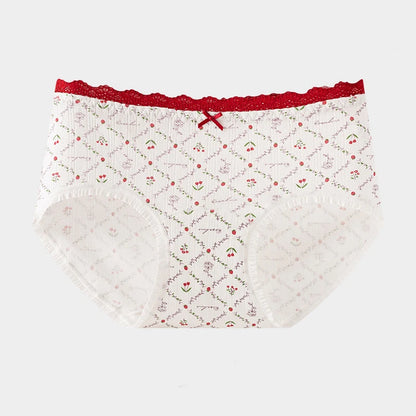 1pcs Cotton Panties Girl Lace Underwear Teenager Cute Bow Briefs Students Intimates Dot Print Underpant Female Comfort Lingeries