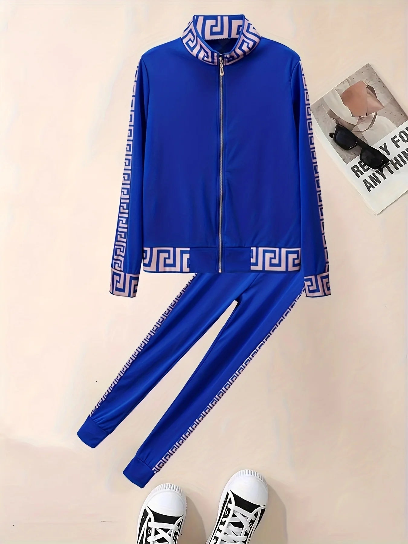 2025 Europe And The United States New Style Leisure Printing Stitching Two-piece Suit