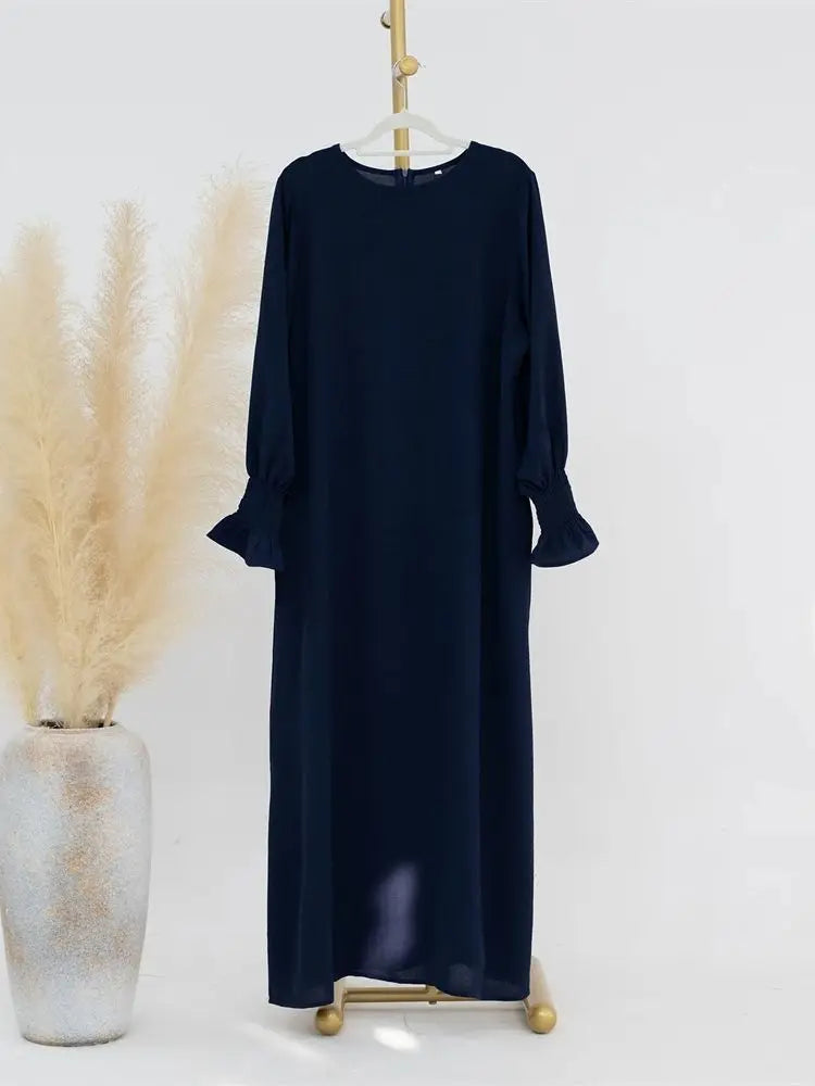 Eid Jersey Solid Modest Under Abaya Dubai 2024 Palestine Women Islamic Clothing Muslim Kaftan Inner Dresses Robe Femme Musulmane