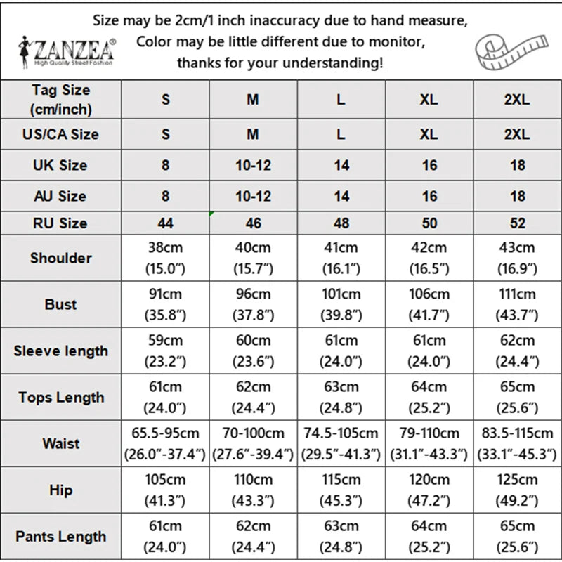 ZANZEA Casual Long Sleeve Tops Trousers Suit Autumn Outfits Office Women 2 Piece Sets Fashion OL Work Pants Sets Solid Tracksuit