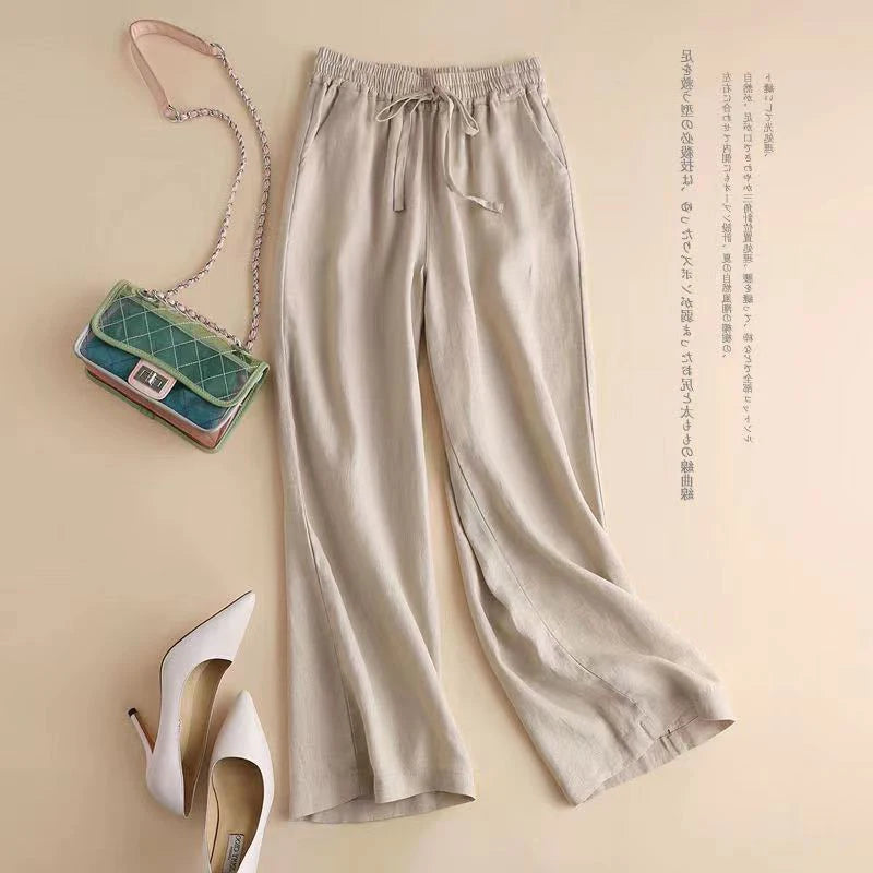 Loose Wide Leg Carrot Pants Women's Harlan Trousers Vintage Wash Slim Straight Long Pants Casual Artistic Style Spring Summer