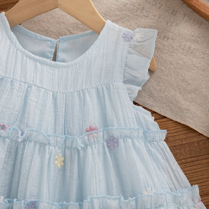 Baby Dress Summer Flower Mesh Cute Girls' Dress Cute Beach Princess Children's Dress Baby Girl Clothing