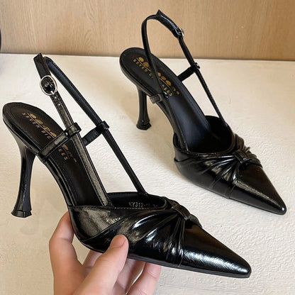 BIGTREE Shoes New Bowknot High Heels Pointed Tip Women Pumps Summer High-Heeled Sandals Women Shoes Buckle Stiletto Heels 9 Cm