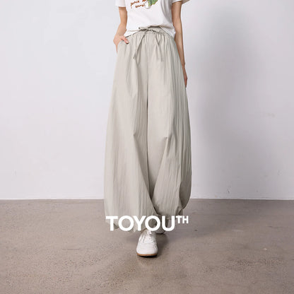 TOYOUTH Women's Wrinkle-Resistant Wide Leg Pants 2026 Summer New Straight Cut Bud Trousers, Travel Friendly
