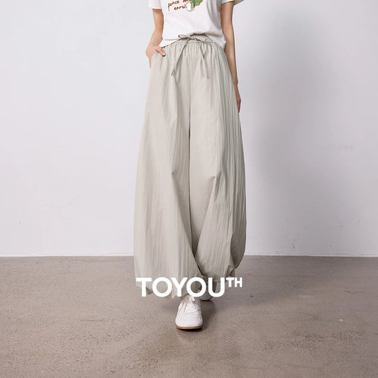 TOYOUTH Women's Wrinkle-Resistant Wide Leg Pants 2026 Summer New Straight Cut Bud Trousers, Travel Friendly