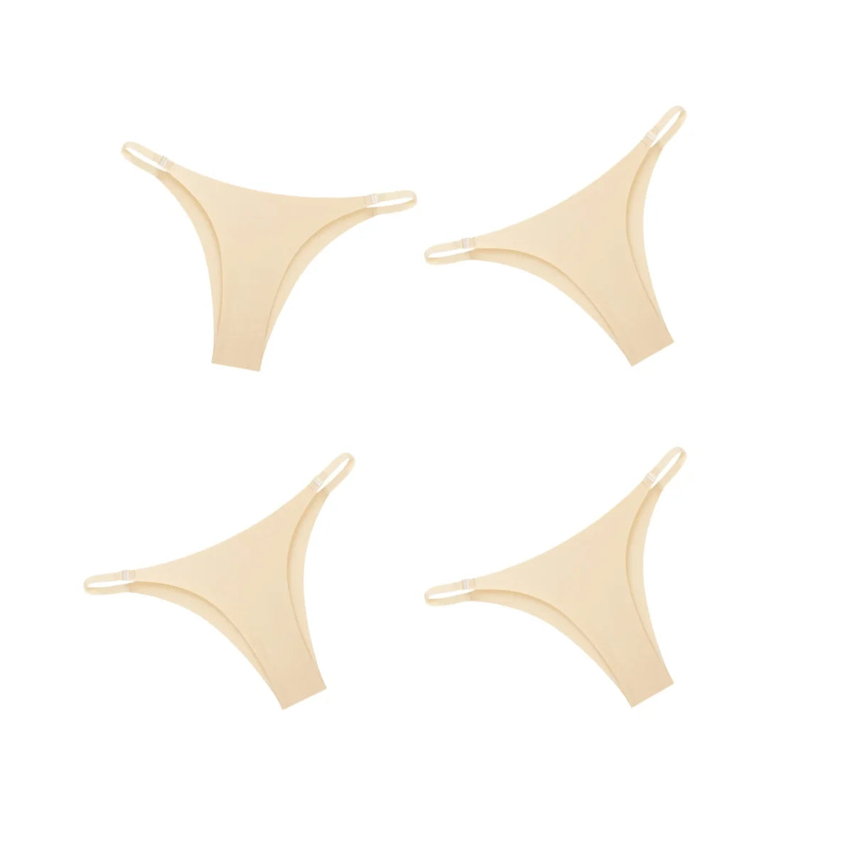 4Pcs/Set Women Ice Silk Low Rise Briefs with Decorative Side Buckle Sexy Brazilian Panties Seamless Underwear Lingerie S-XL