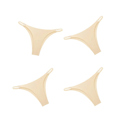 4Pcs/Set Women Ice Silk Low Rise Briefs with Decorative Side Buckle Sexy Brazilian Panties Seamless Underwear Lingerie S-XL