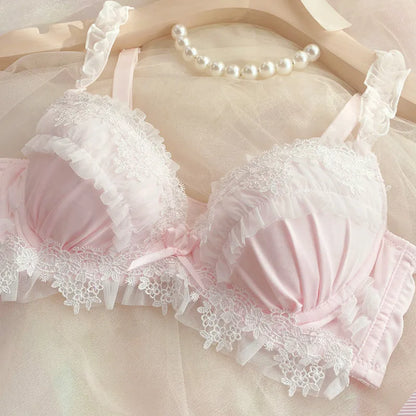 UK Trending! MOYISU Kawaii Lolita Bra Set Full Cup G Heavy Underwire Support Heavy Lace Thin Cup Pure Sexy Teen Lingerie Summer