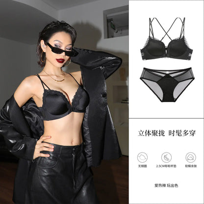 Victoria Style MOYISU Pink Leopard Wireless Bra Set, Front Hook Design, Push Up Bralette, Sexy Back Lingerie To Boost Small Bust