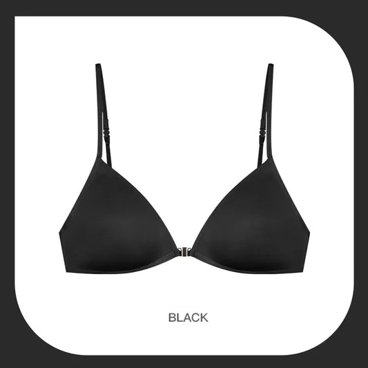 New Sexy French Triangle Bra Front Button Push-Up No Underwire Beauty Back Women's Exquisite Lingerie Thin Bikini Seamless Bra
