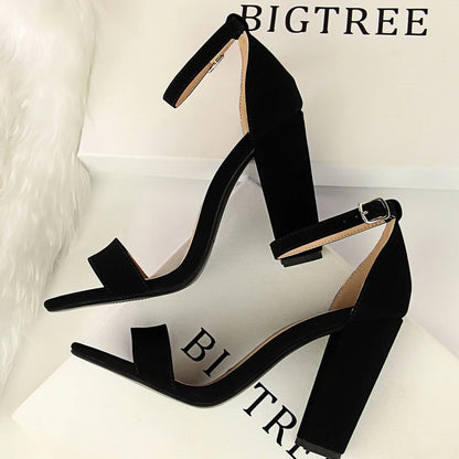 BIGTREE Shoes Sexy High Heels Women Pumps Block Heels Women Sandals Suede Women Heels Female Shoes High Heeled Sandals Summer