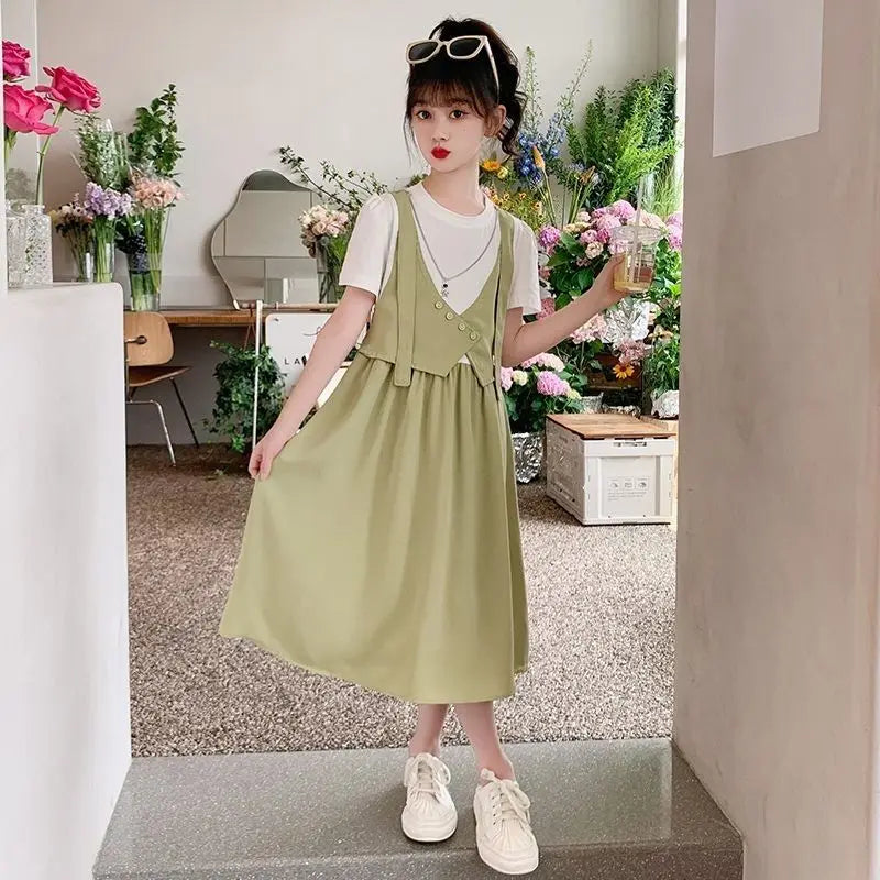 Summer French Dress for Little Girls Dresses Girl's Clothes Party Korean Reviews Many 6 7 Years Princess Elegant From 8 Kid's 10
