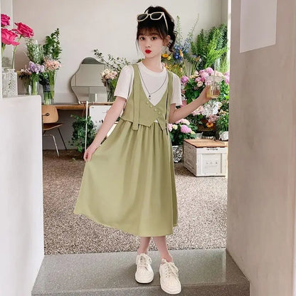 Summer French Dress for Little Girls Dresses Girl's Clothes Party Korean Reviews Many 6 7 Years Princess Elegant From 8 Kid's 10