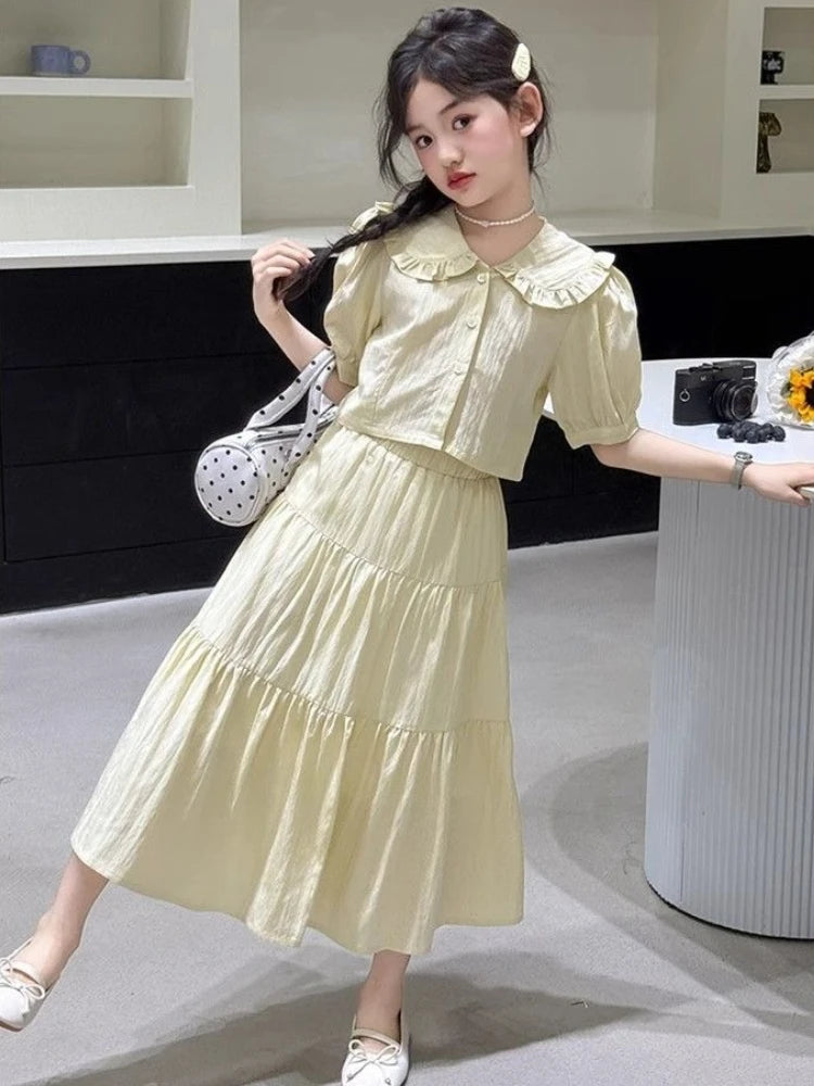 2025 Girl Summer Clothes Girls Clothing Sets 4 To 14 Years Children From 13 Children's Costumes Kids Dress 8 Coat 10 12 Old 11