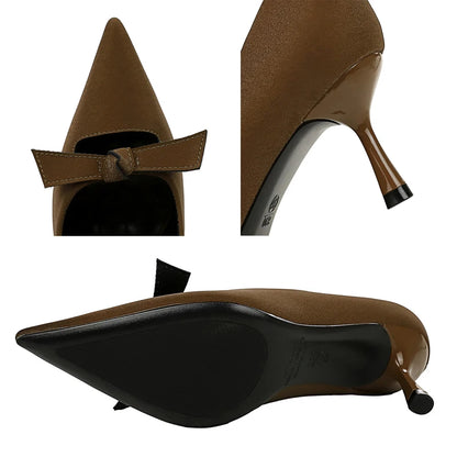 BIGTREE Shoes Fashion Women Pumps Bowknot Design Kitten Heels Ladies Shoes Stiletto 6.5 CM Luxury Banquet Shoes Women Heels 2026