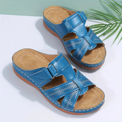 2026 Summer Women Wedge Sandals Premium Orthopedic Open Toe Sandals Vintage Anti-Slip Leather Casual Female Platform Retro Shoes