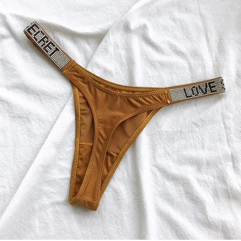Comfort Ice Silk Seamless Panties Women G String Sexy Rhinestone Leopard Underwear Cotton Low Waist Fitness Lingerie T Thongs